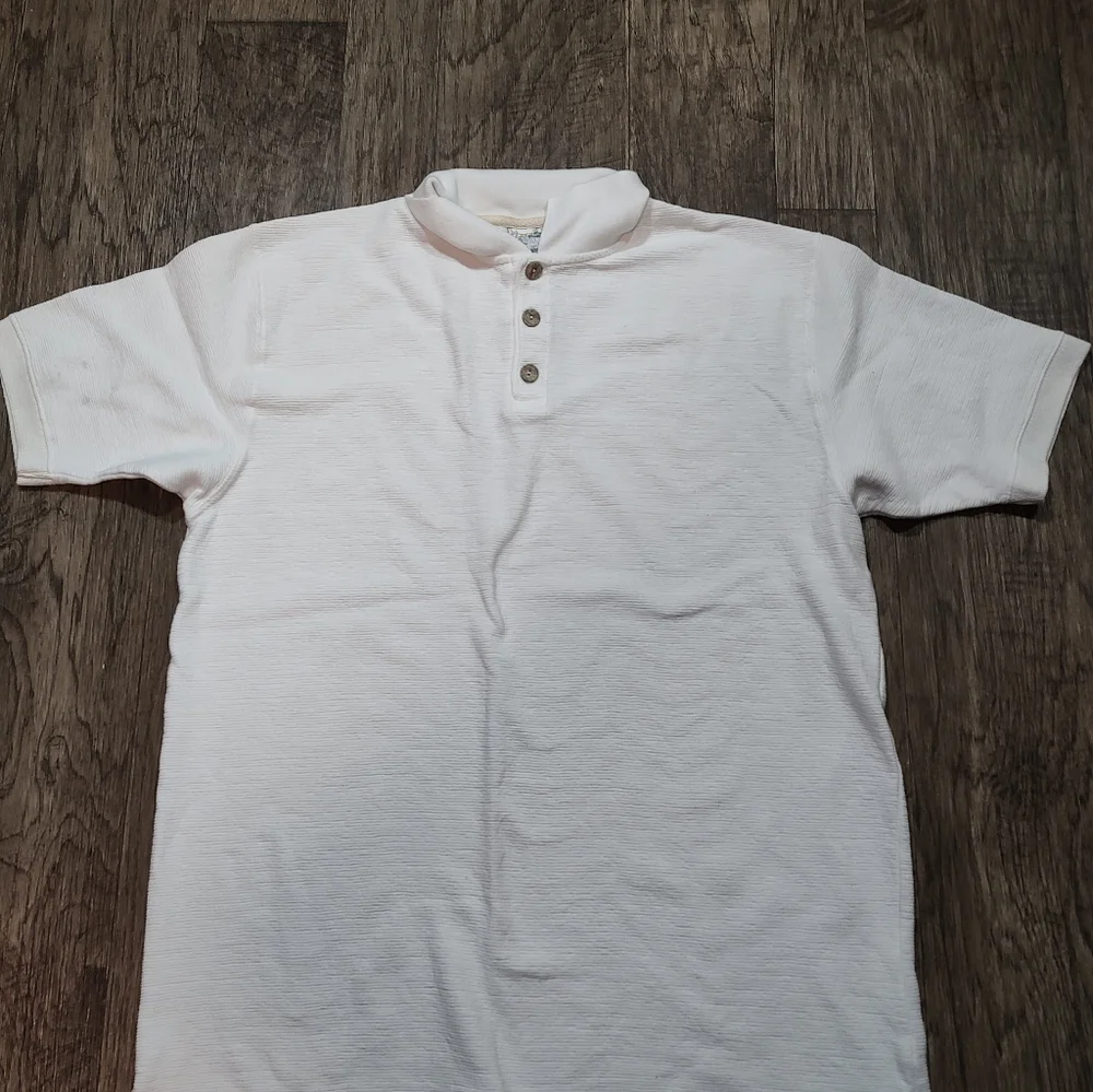 OP Sport Men's Classic White Textured Henley Short Sleeve Shirt Size XL